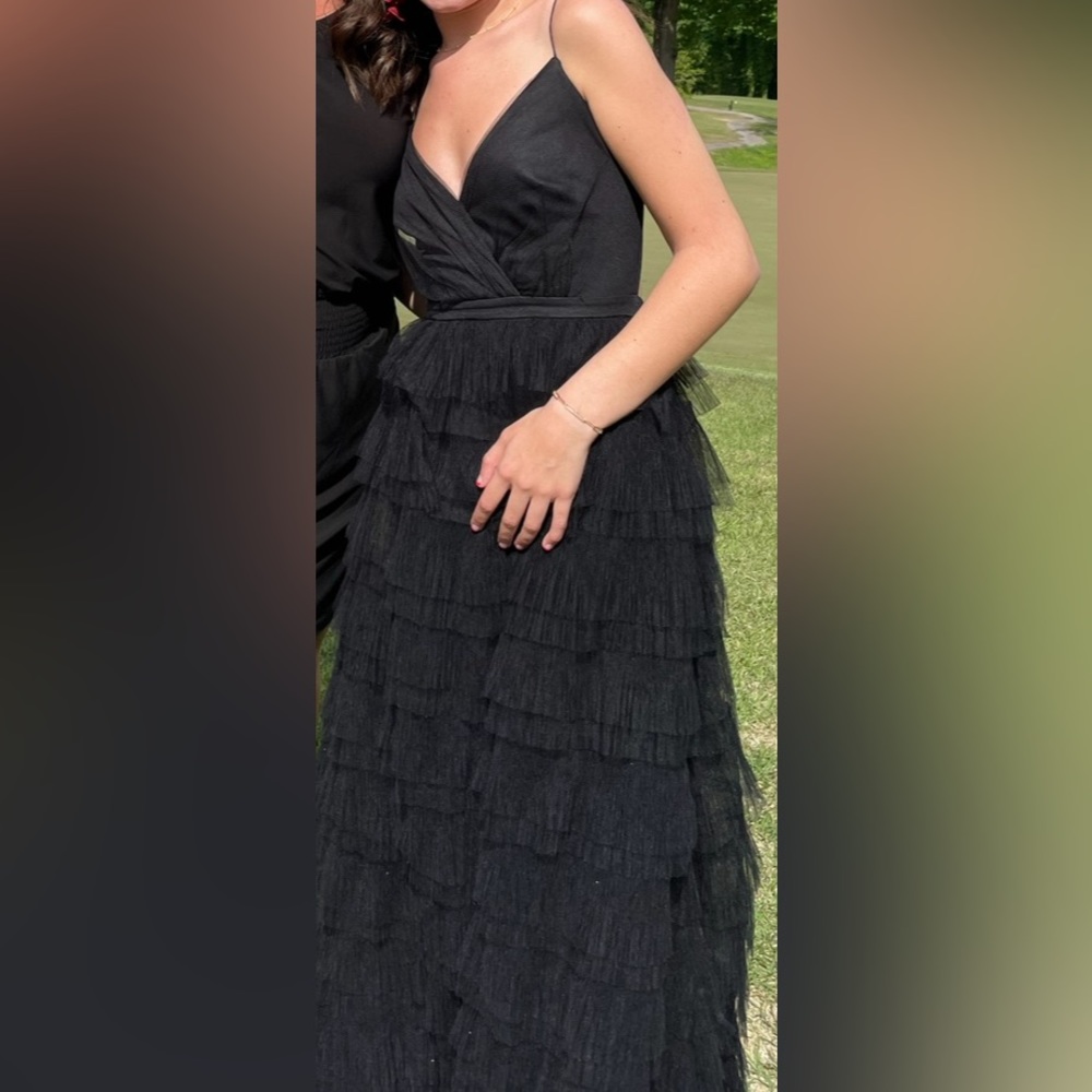 Black layered skirt prom dress with lace up back; Windsor size small